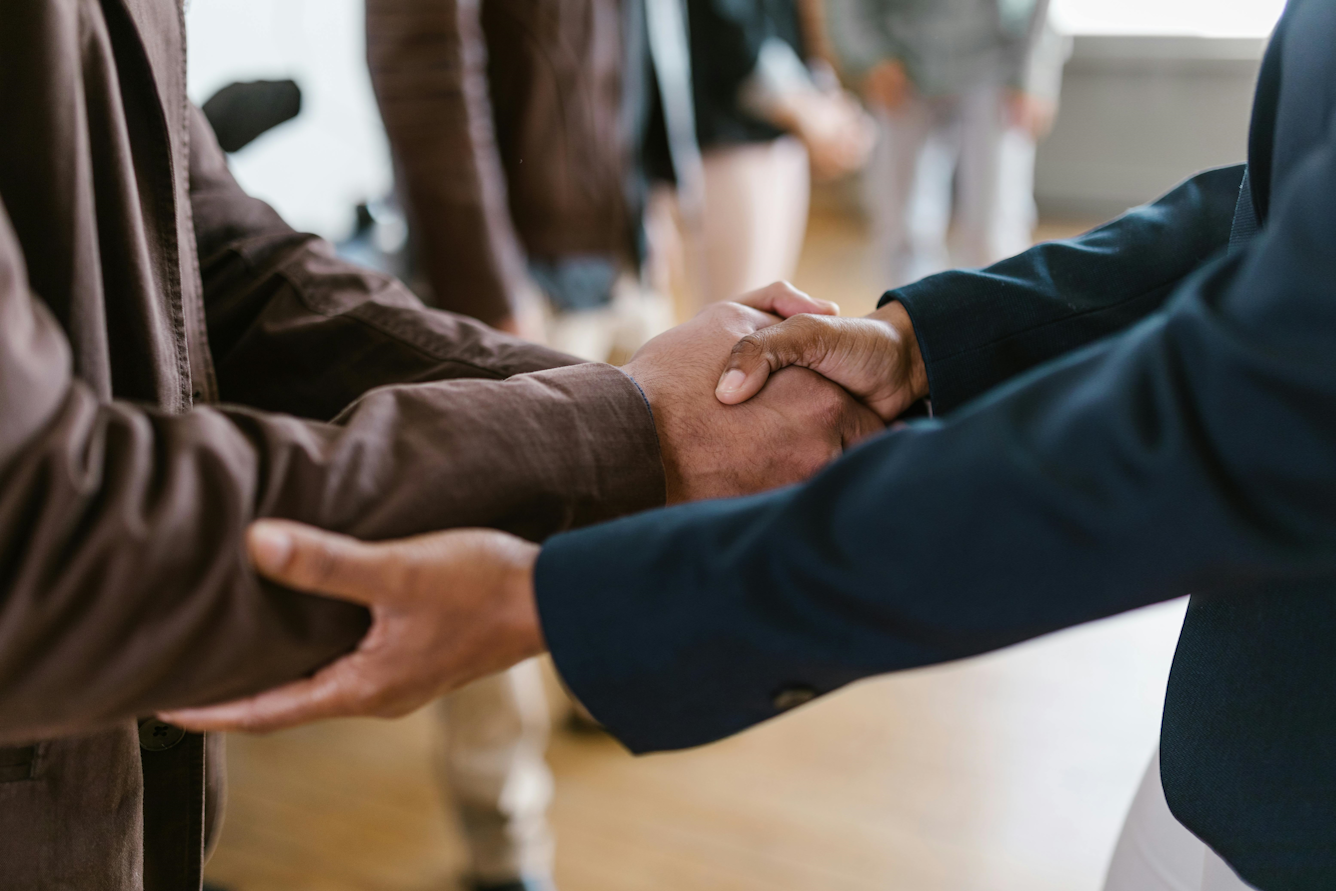 Real estate investors discussing financing